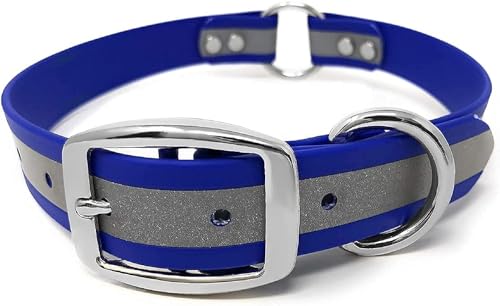 Regal Dog Products Reflektierendes Hundehalsband für Kleine, Mittelgroße, Große Hunde (Blau) - Reflektierendes Halsband für Hunde mit Mittelring - Hunde Halsband für Welpen bis Grosse Hunde von Regal Dog Products