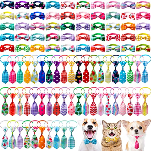 100teiliges Hundehalsband mit Fliege und 50 Hundehalsbändern und 50 Fliegen für Hunde Sommer Hundehalsband mit Fliege Verstellbare Hundefliegen Krawatten Halsbänder für kleine mittelgroße Hunde von Reginary