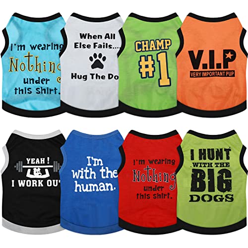 8 Stück Hunde-Shirts für Jungen, lustig, bedruckt, Welpen, Sommer, männlich, weiche Hundekleidung, atmungsaktive PET-T-Shirts, Outfits, Hunde-Sweatshirt, Kleidung (groß) von Reginary