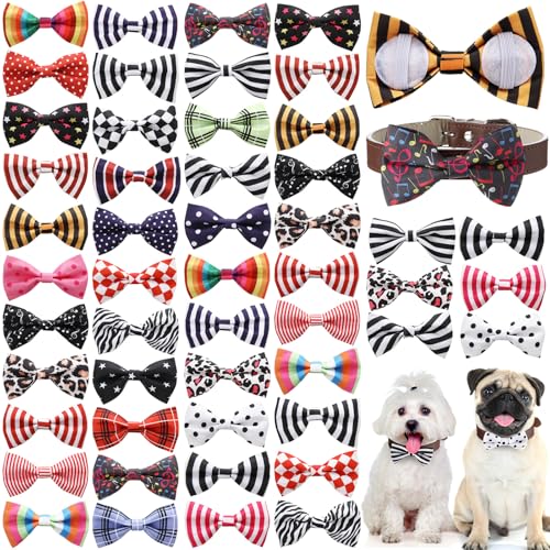 Reginary 50 Stück Hunde-Fliegen, Haustierhalsband, Schleife, Welpenhalsband-Befestigung mit Gummibändern für kleine, mittelgroße Katzen, Haustierpflege, Charms, Zubehör, Hochzeit, Geburtstag, Anlass Reginary 50 Stück Hunde-Fliegen, Haustierhalsband, Schleife, Welpenhalsband-Befestigung mit Gummibändern für kleine, mittelgroße Katzen, Haustierpflege, Charms, Zubehör, Hochzeit, Geburtstag, Anlass von Reginary