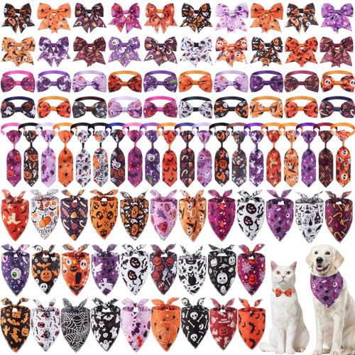 Reginary Halloween-Hundehalstücher mit Fliegen, Katzenschal, bunt, waschbar, Dreieck, Haustierhalstuch, niedliches Lätzchen für den Sommer, kleine, mittelgroße und große Haustiere, Fellpflege-Zubehör Reginary Halloween-Hundehalstücher mit Fliegen, Katzenschal, bunt, waschbar, Dreieck, Haustierhalstuch, niedliches Lätzchen für den Sommer, kleine, mittelgroße und große Haustiere, Fellpflege-Zubehör von Reginary