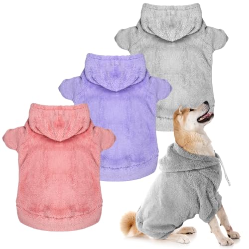 Reginary Hunde-Kapuzenpullover, flauschig, warm, weich, für Herbst und Winter, Kälte, bequeme Hundekleidung für kleine bis große Hunde, Größe L, 3 Stück Reginary Hunde-Kapuzenpullover, flauschig, warm, weich, für Herbst und Winter, Kälte, bequeme Hundekleidung für kleine bis große Hunde, Größe L, 3 Stück von Reginary