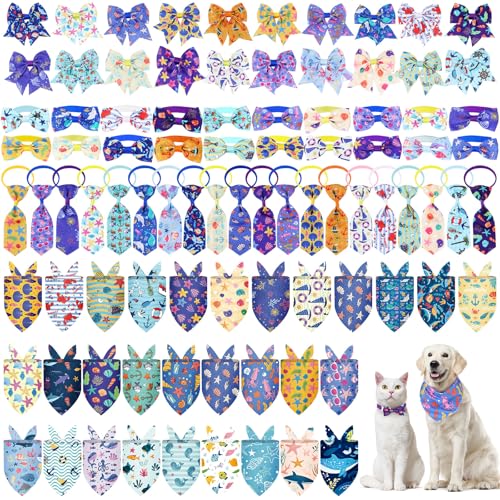 Reginary Hundehalstücher mit Meerestieren, mit Fliegen, Katzenschal, bunt, waschbar, Dreieck, Haustierhalstuch, niedliches Lätzchen für den Sommer, kleine, mittelgroße und große Haustiere Reginary Hundehalstücher mit Meerestieren, mit Fliegen, Katzenschal, bunt, waschbar, Dreieck, Haustierhalstuch, niedliches Lätzchen für den Sommer, kleine, mittelgroße und große Haustiere von Reginary