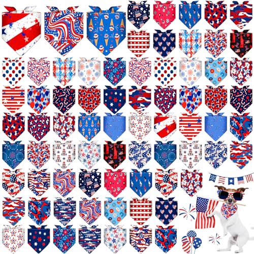 Reginary Hundehalstücher zum 4. Juli, Patriotische Hundehalstücher, USA-Flagge, Dreiecks-Lätzchen, verstellbar, Welpenschal für Haustierkostüm, Zubehör, 72 Stück Reginary Hundehalstücher zum 4. Juli, Patriotische Hundehalstücher, USA-Flagge, Dreiecks-Lätzchen, verstellbar, Welpenschal für Haustierkostüm, Zubehör, 72 Stück von Reginary