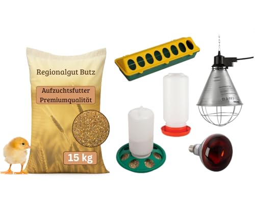 Aufzuchtsfutter 25 Kg für Küken, Premiumqualität für Hühner, Fasane, Wachteln, Enten, Puten, Gänse... (Aufzuchtsset 15 kg) von Regionalgut Butz