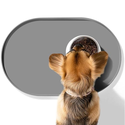 Silikon Haustiermatte, Grau Haustiermatte, Oval Napfunterlage Hund Katzen, Rutschfeste Silikonmatte Haustier Unterlage Schmutzabweisende Silikonmatte, Fressnapf Unterlage, Katzennapf Unterlage(48x30 c Silikon Haustiermatte, Grau Haustiermatte, Oval Napfunterlage Hund Katzen, Rutschfeste Silikonmatte Haustier Unterlage Schmutzabweisende Silikonmatte, Fressnapf Unterlage, Katzennapf Unterlage(48x30 c von Reh:ncla
