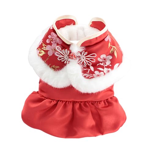 Reheyre Haustier-Tang-Kleidung, Hunde-Tang-Anzug, Neujahrskostüm, Haustier-Kleid, Knopfverschluss, Exquisite Details, Katzen-Kleid für festliches Schal-Form-Haustier-Kleid Rot XL von Reheyre