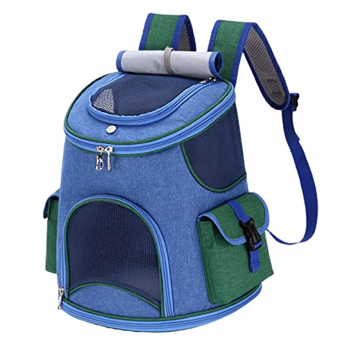 Reheyre Haustier-Tragetasche, Hundetragetasche Rucksack Doppelreißverschluss-Design, Welpen-Rucksack, Katzen-Rucksack, Tragetasche für Haustiere, Reisen, Wandern, Spazierengehen und Outdoor, Dunkelblau, S von Reheyre