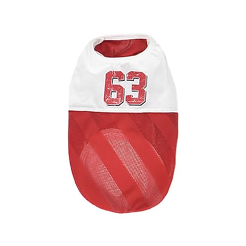 Reheyre Sommer-Welpen-Haustier-Kostüm, ärmellose Weste für Hunde, atmungsaktiv, O-Ausschnitt, Digitaldruck, Patchwork-Farbe, dünn, für kleine große Hunde Rot 8XL von Reheyre