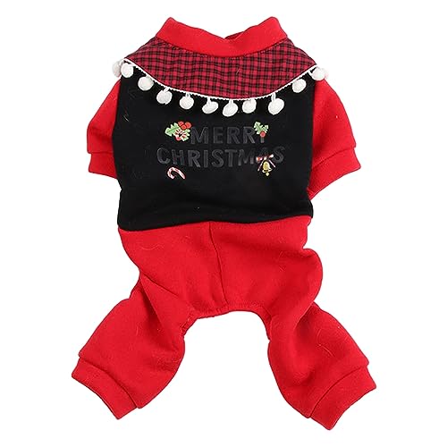 Reheyre Warmer Winter-Overall, superweicher Welpen-Overall, winddichter Winter-Warmer Vierbeiner-Hunde-Strampler, Weihnachten, Haustier-Kleidung, Hunde-Overall Schwarz Rot L von Reheyre