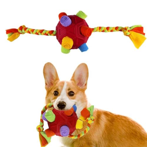 Pet Snuffle Ball Toy Encourage Natural Futtersuche Fähigkeiten Slow Feeder Training Dog Chew Toy with Bite Resistant Ropes von Rehomy
