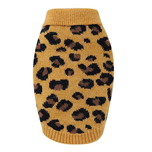 Rehomy Hundepullover, Haustier-Winter-Strickwaren, Leopardenmuster, warme Kleidung für Welpen von Rehomy