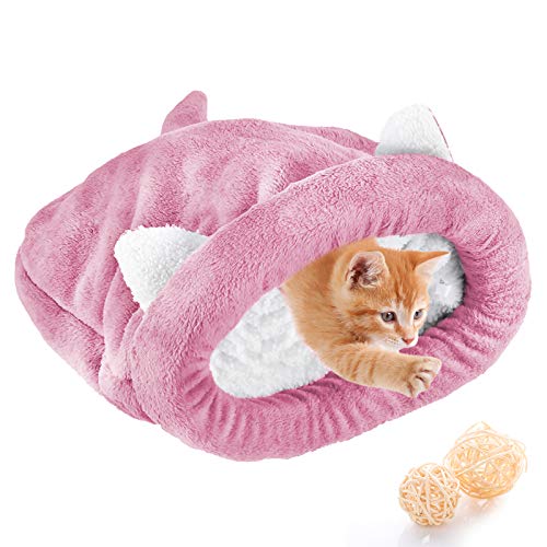Rehomy Katzenhöhle Zelt Bett Selbstwärmend Plüsch Haustiere Schlafsack Winter gemütlich Überzug Kuschelsack für kleine mittelgroße Welpen Kätzchen von Rehomy