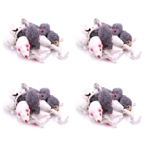 Reinscer Echtes Kaninchen Fell MäUse Katzen Spielzeug Haustier Spielzeug Kinder Spielzeug 48Er Pack von Reinscer