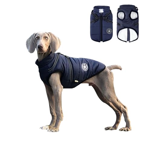 Reiteag Emmalove Wasserdichter Hundemantel Winter Extreme mit Hundegeschirr, Winter Warm Gefütterter Hundejacke, mit Reflexstreifen, Katzen und Hundeliebling Wasserdichter Fleece Wintermantel von Reiteag