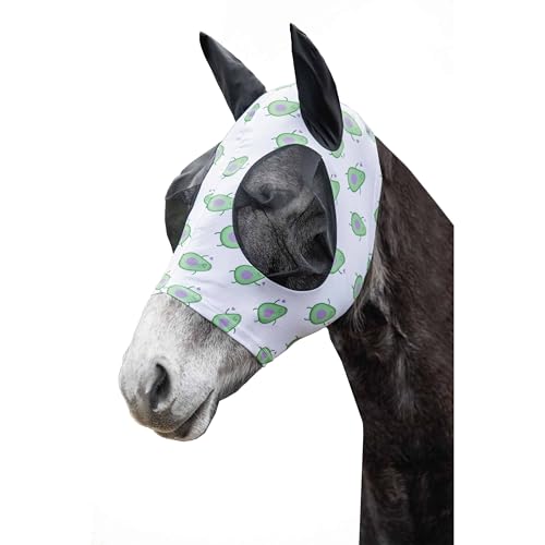 Reiterlive Avocado elastische Fliegenschutzmaske für Pferde, Stretch-Material, UV-Schutz LF 50+, Netzeinsätze für Augen (S) von Reiterlive