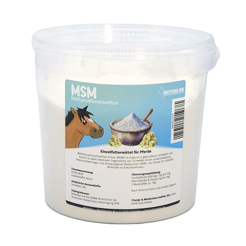 Reiterlive MSM 1,5kg - organischer Schwefel, hochrein, 34% Schwefel für Pferde, inkl. Messlöffel von Reiterlive