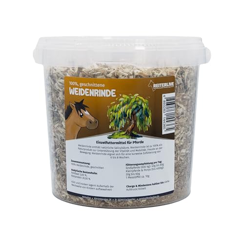 Reiterlive Weidenrinde 450g - Artgerechtes Einzelfuttermittel für Pferde, Weidenrinde geschnitten in Spitzenqualität von Reiterlive