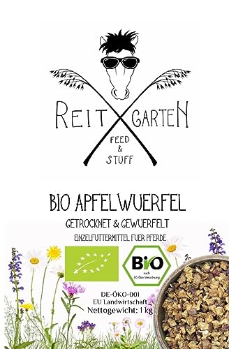 Reitgarten´s Bio Apfelwürfel getrocknet & gewürfelt 1 kg Pferd Obst Futter Leckerlie garantiert ohne Zusatzstoffe und zugesetztem Zucker Apple Organic von Reitgarten