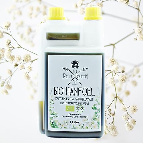 Bio Hanföl kaltgepresst & naturbelassen 1 Liter Pferd Öl Hanf Futter Fell Superfood von Reitgarten