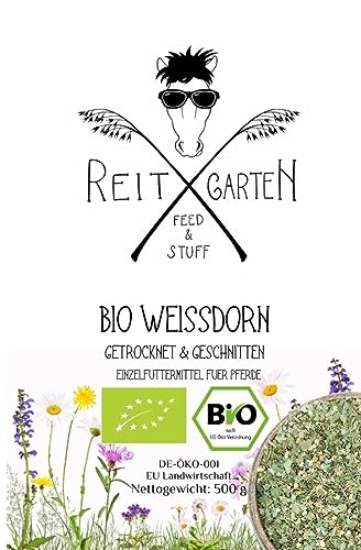 Reitgarten´s Bio Weißdorn getrocknet & geschnitten 500 g Pferd Kräuter Futter garantiert ohne Zusatzstoffe Herbs Organic Weißdorn von Reitgarten