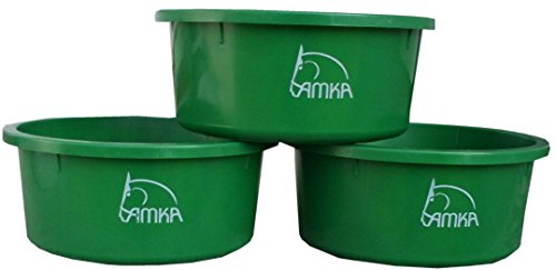 AMKA Futterschale Müslischale Leckschüssel 3er Set 2 Liter ohne Deckel Futterschüssel Wasserschüssel für Pferde, Hunde Tiere, Farbe: grün von AMKA