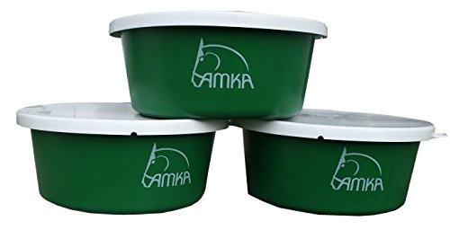 AMKA Müslischale Futterschale Leckschüssel 5 Liter mit Deckel 3er Set für Tiere, Pferde, Hunde, Farbe: grün AMKA Müslischale Futterschale Leckschüssel 5 Liter mit Deckel 3er Set für Tiere, Pferde, Hunde, Farbe: grün von AMKA