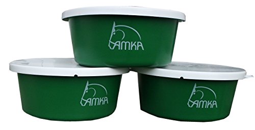 AMKA Müslischale Futterschale Leckschüssel 5 Liter mit Deckel 3er Set für Tiere, Pferde, Hunde, Farbe: grün von AMKA
