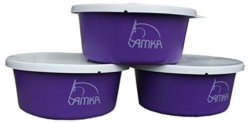 AMKA Müslischale Leckschüssel Futterschale 5 Liter mit Deckel 3er Set für Tiere, Pferde, Hunde, Farbe: lila von AMKA