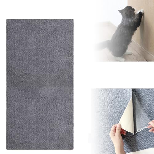 Cat Scratching Mat, Trimmable Cat Scratching Carpet, Self-Adhesive Cat Carpet Mat, Wall Couch Furniture Protector (30 * 100cm,Gray) von Rejckims