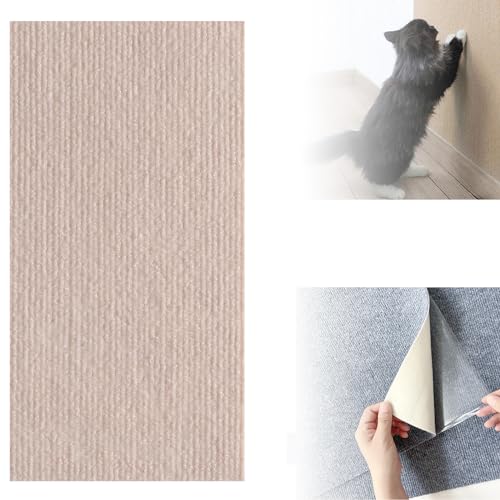 Cat Scratching Mat, Trimmable Cat Scratching Carpet, Self-Adhesive Cat Carpet Mat, Wall Couch Furniture Protector (30 * 100cm,Khaki) von Rejckims