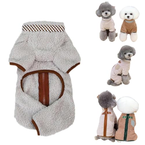 Rejckims Dog Fleece The Double-Ring Buttoned Thermal Clothing, Dog Sweater with Leash Ring, Small Dog Sweater Female, Dog Jackets with Metal Ring (L,Apricot) von Rejckims