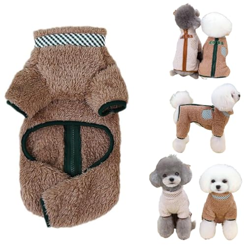 Rejckims Dog Fleece The Double-Ring Buttoned Thermal Clothing, Dog Sweater with Leash Ring, Small Dog Sweater Female, Dog Jackets with Metal Ring (L,Khaki) von Rejckims