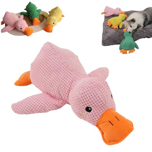 Rejckims The Mellow Dog Calming Duck, Calming Duck Dog Toy, Cute No Stuffing Duck with Soft Squeaker, Emotional Support Duck for Dogs, for Any Size Dog (Pink) von Rejckims