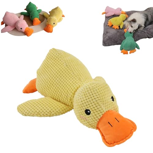 Rejckims The Mellow Dog Calming Duck, Calming Duck Dog Toy, Cute No Stuffing Duck with Soft Squeaker, Emotional Support Duck for Dogs, for Any Size Dog (Yellow) von Rejckims