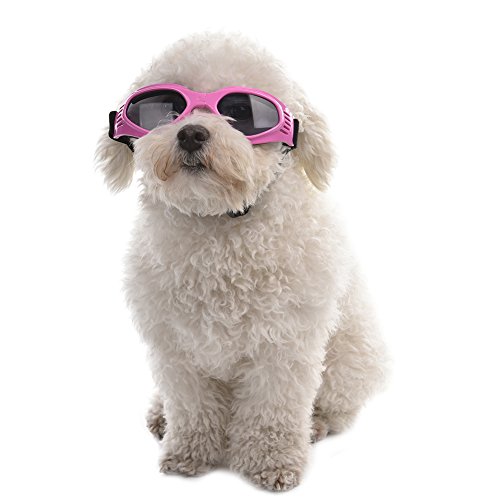 Rejoicing Haustier-Sonnenbrille in Herzform für Hunde, UV-Schutz, wasserdicht, winddicht, Anti-Beschlag-Katzen-Sonnenbrille (Pink) von Rejoicing