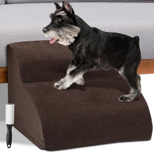 Relax World Haustiertreppe für kleine Hunde und Katzen, Schaumstofftreppe mit 2 Stufen mit abnehmbarem Bezug, inklusive Fusselrolle von Relax World