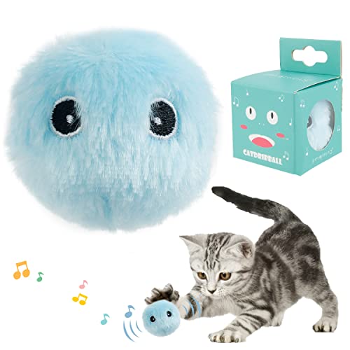 Relax love Katzenspielzeug, interaktiv, mit den Schreien der Vögel, Frösche und Grillen, Bälle für Katzen aus Plüsch (Blau (Froschgeräusch)) von Relax love