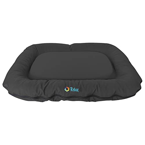 RelaxXL orthopädisches Outdoor Hundekissen Luna M: 90x70cm Schwarz 60°C Waschbar Viscoschaum Kratzfest Garten Hundebett für große Hunde von RelaxXL