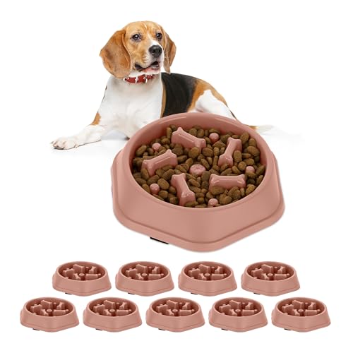 10 x Anti Schling Napf, Futternapf für Hunde, 500 ml Volumen, für langsames Fressen, Hundenapf spülmaschinenfest, rosa (10) von Relaxdays