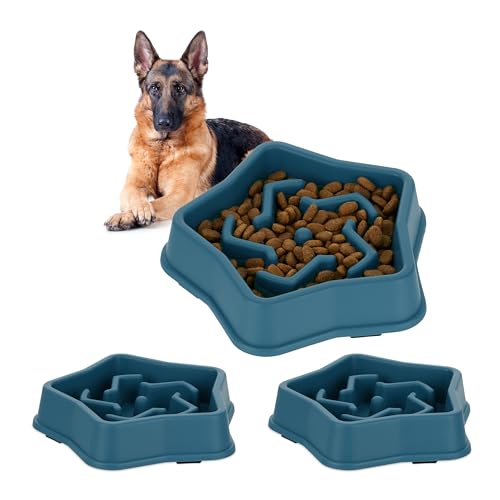 10 x Anti Schling Napf, Futternapf für Hunde, 600 ml, langsames Fressen, Hundenapf spülmaschinenfest, Hundeschale, blau (10) von Relaxdays