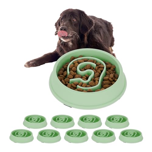 10 x Anti Schling Napf, Futternapf für Hunde, 650 ml Volumen, für langsames Fressen, Hundenapf spülmaschinenfest, grün (10) von Relaxdays