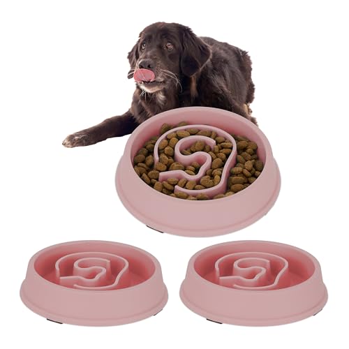 10 x Anti Schling Napf, Futternapf für Hunde, 650 ml Volumen, für langsames Fressen, Hundenapf spülmaschinenfest, rosa (10) von Relaxdays