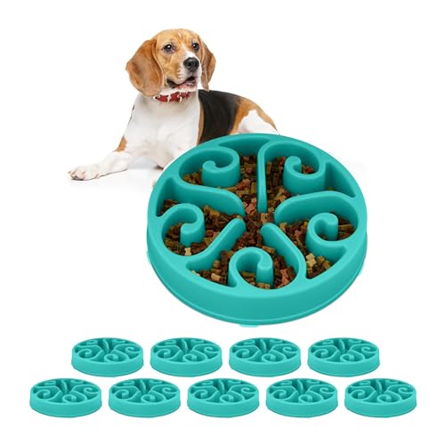 10 x Anti Schling Napf, Futternapf für Hunde, Ø 30 cm, für langsames Fressen, spülmaschinenfester Hundenapf, türkis (Blau) von Relaxdays