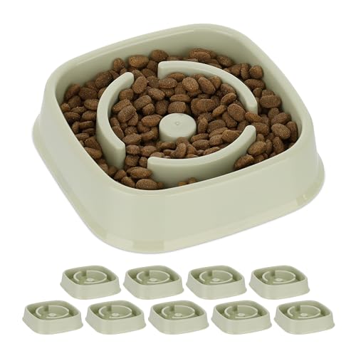 10 x Anti Schling Napf, Futternapf für Hunde, Tiernapf 800 ml, langsames Fressen, Hundenapf spülmaschinenfest, grün 10 x Anti Schling Napf, Futternapf für Hunde, Tiernapf 800 ml, langsames Fressen, Hundenapf spülmaschinenfest, grün von Relaxdays