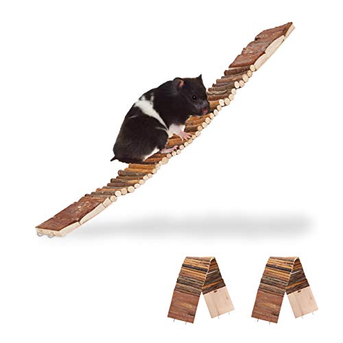 Relaxdays Brücke aus Nagerholz, 10 Stück, weich, Ösen zum Aufhängen, Leiter Käfig, Vögel, Chima, HLP 1,5 x 55 x 10 cm, Natur von Relaxdays