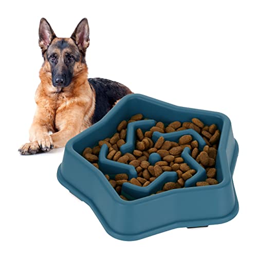 Relaxdays Anti Schling Napf, Futternapf für Hunde, Tiernapf 600 ml, langsames Fressen, Hundenapf spülmaschinenfest, blau, 5 x 22 x 22 cm von Relaxdays