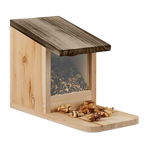Relaxdays Eichhörnchen Futterhaus, Holz, Klappdach, Sitzplattform, Eichhörnchenhaus, HBT: 17,5 x 12 x 25 cm, Natur/braun Relaxdays Eichhörnchen Futterhaus, Holz, Klappdach, Sitzplattform, Eichhörnchenhaus, HBT: 17,5 x 12 x 25 cm, Natur/braun von Relaxdays