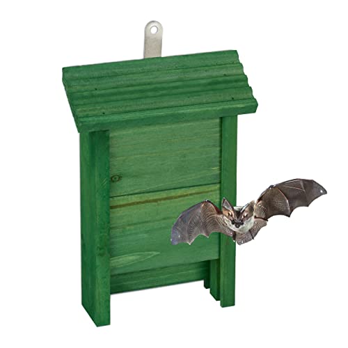 Relaxdays Fledermauskasten, Unterschlupf für Fledermäuse, HxBxT: 29 x 18 x 6 cm, Garten, Fledermaushotel, Holz, grün von Relaxdays