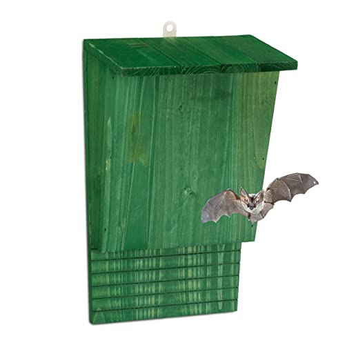 Relaxdays Fledermauskasten, großer Unterschlupf für Fledermäuse, HxBxT: 37 x 22 x 12,5 cm, Fledermaushotel, Holz, grün von Relaxdays